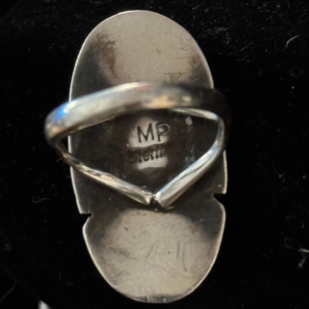 Vintage Native American Turquoise Sterling Silver Ring Size 5 - Picture 6 of 7